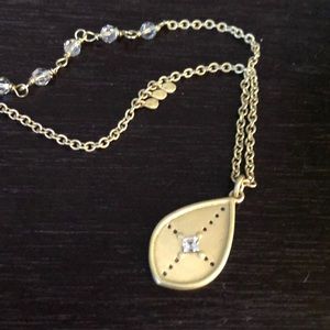 Silpada Gold Teardrop Necklace with Clear Crystal Accent